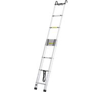 SucceBuy Echelle télescopique, échelle extensible en aluminium de 5 m de long, échelle légère pliable avec rétraction par simple pression sur un bouton, capacité de charge 189 kg, pieds antidérapants,