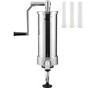 SucceBuy Embossoir à saucisses, capacité de 5 livres/3 l, embossoir vertical en acier inoxydable 304, 3 tubes de remplissage, pied à ventouse, manivelle manuelle pour usage privé et professionnel