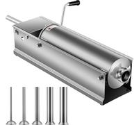 SucceBuy Embossoir à saucisses horizontal 7L/15L, embossoir à viande à deux vitesses, acier inoxydable 304 de qualité alimentaire, 5 tubes inclus, pour la cuisine privée et l'usage professionnel