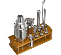 SucceBuy Ensemble barman de 18 pièces en acier inoxydable avec shaker à cocktail, argenté
