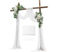 SucceBuy Ensemble de fleurs artificielles d'arc de mariage, blanc, 2 fleurs, 1 rideau