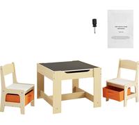 SucceBuy Ensemble table et chaises pour enfants, table d'activités en bois avec boîtes de rangement, idéal pour les jeunes enfants pour faire de l'art, bricoler, lire et apprendre