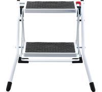 SucceBuy Escabeau à 2 marches, capacité de charge 150 kg, pliable, tabouret ergonomique en acier avec pédale antidérapante, idéal pour la maison, la cuisine, le bureau et les camping-cars