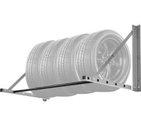 SucceBuy Étagère à pneus pour montage mural, pliable, 81-121 cm, réglable, Q235 Rangement de pneus en acier pour pneus R14-R20, capacité de charge 136 kg, pour une utilisation dans les garages et les