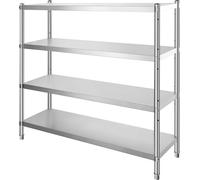 SucceBuy Étagère de stockage à 4 niveaux en acier inoxydable, haute performance, 70,9 x 17,7 x 59,1 pouces, capacité de charge de 1320 livres, hauteur réglable