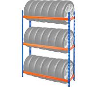 SucceBuy Étagère de stockage de pneus, 3 étagères SPCC-SD Porte-pneus métallique pour 18 pneus, support de garage réglable, capacité de charge 660 lbs