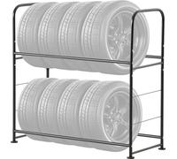 SucceBuy Étagère de stockage de pneus avec 2 étagères, support de pneus haute performance pour 8 pneus, garage