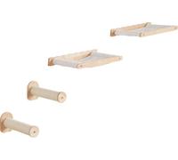 SucceBuy Étagères murales pour chats, perchoirs muraux pour chats avec poteaux de saut et hamacs, set de meubles pour chats, supporte jusqu'à 40 lbs, toison corail amovible pour dormir et jouer, set d
