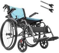 SucceBuy Fauteuil roulant ultraléger de 18 pouces, en alliage d'aluminium durable, portable avec accoudoirs rabattables en longueur de bureau, pieds réglables sur 3 positions, capacité de charge de 25
