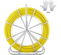 SucceBuy Fish Tape Fiberglass, 1/4 pouce, 425 ft, Duct Rodder Wire Puller, Cable Running Rod avec support de rouleau en acier, 3 têtes de traction, Non-Conductive Fishing Tools pour les murs et les câ