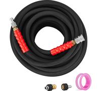 SucceBuy Flexible pour nettoyeur haute pression, 30,5 m, 4800 PSI Rallonge haute performance, sans coude 3/8-φ14,8 mâle, 3/8-φ15 femelle, rayon de courbure 4,9, pour la plupart des marques