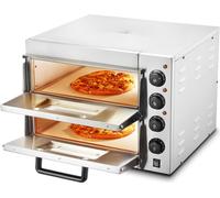 SucceBuy Four à pizza commercial avancé de comptoir - 16" à double plateau, acier inoxydable, électrique Baking Delight