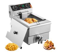 SucceBuy Friteuse commerciale Friteuse électrique de comptoir avec panier Friteuse à huile unique en acier inoxydable avec contrôle du temps et de la température Basic type