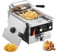 SucceBuy Friteuse électrique commerciale 8,5 l/9 Qt, 1750 W Friteuse de plan de travail en acier inoxydable de haute qualité