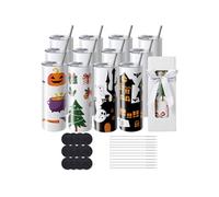 SucceBuy Gobelet Thermo à Sublimation 95cL Lot de 12 Fins et Droits Avec Couvercle Paille