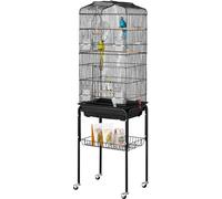 SucceBuy Grande cage pour oiseaux, 62 pouces, ouverte en haut avec support à roulettes, spacieuse pour perroquets et perruches
