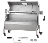 SucceBuy Gril à brochettes rotatif 46 pouces, capacité de 132 livres, BBQ, porc, agneau, chèvre, gril à brochettes au charbon de bois, moteur électrique de 52 W, rôtissoire en acier inoxydable avec co