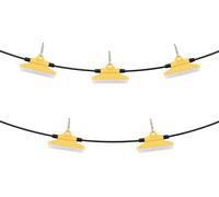 SucceBuy Guirlande lumineuse de chantier de 50 pieds, 75 W, 7500 lm, 5 lampes de travail, IP65 étanche, crochet de suspension, éclairage temporaire pour l'intérieur et l'extérieur, homologué ETL