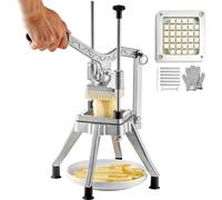 SucceBuy Hachoir à fruits et légumes commercial, lame de 1,27 cm, cubeur alimentaire robuste, coupe-frites en acier inoxydable, coupe-oignons pour tomates, pommes de terre, champignons, argent