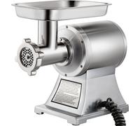 SucceBuy Hachoir à viande électrique commercial, 1100W, 1.5HP, 220RPM, acier inoxydable, Hachoir à viande et remplisseur de saucisses pour usage industriel et domestique, Argent