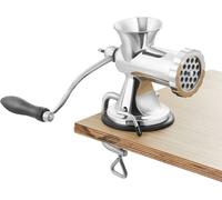 SucceBuy Hachoir à viande manuel, Hachoir à viande à manivelle en acier inoxydable 304 avec ventouse et pince de table en acier, y compris 2 plaques de coupe, tube à saucisse, tête de broyage, idéal p
