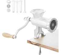 SucceBuy Hachoir à viande manuel, hachoir manuel robuste en fonte avec pince de table en acier, y compris 1 lame de coupe, 2 plaques, 3 tubes à saucisses pour le bœuf, les poivrons et les champignons