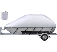 SucceBuy Housse de bateau étanche et tractable, 17'-19', adaptée aux coques en V, largeur jusqu'à 102", polyester 600D résistant de qualité marine, housse d'amarrage avec 5 sangles de serrage