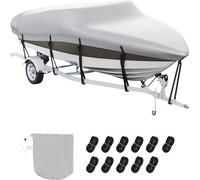 SucceBuy Housse de bateau ?tanche, 4260-4800 mm, adaptable, 600D Marine GradePolyuréthaneOxford, y compris housse de moteur et sangle de boucle, adaptable sur coque en V, tri-coque, bateau de p?che, s