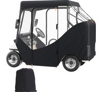 SucceBuy Housse pour voiturette de golf, couverture en polyester 600D avec 4 fenêtres transparentes, ajustement universel pour les voitures de club de 2 personnes, protection extérieure étanche au sol