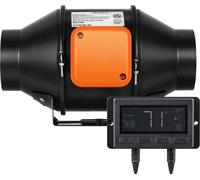 SucceBuy Inline Duct Fan 4 pouces 205 CFM avec contrôleur de température et d'humidité Quiet EC-moteur de ventilation Ventilateur d'extraction pour refroidissement Booster cultiver tentes hydroponique