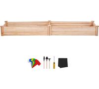 SucceBuy Jardinière surélevée en bois, 2,4 x 60 x 2,44 m, jardinière d'extérieur à fond ouvert pour fleurs, légumes, herbes aromatiques dans la cour, le jardin, sur la terrasse, sur le balcon, Burlywo