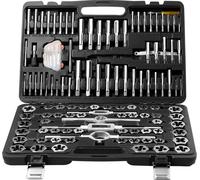 SucceBuy Jeu de 116 tarauds et filières, outils en acier à roulement métrique et SAE pour le filetage intérieur et extérieur, accessoires complets et coffret de rangement