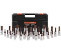 SucceBuy Jeu de 34 douilles Torx à embout, T6-T70, étoile massive et inviolable, acier S2