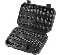 SucceBuy Jeu de 55 douilles à choc à emmanchement 1/4", profondes et plates, SAE 5/32-9/16 pouces et métriques 4-15 mm, acier allié CR-V à 6 points pour réparation automobile, repères faciles à lire,