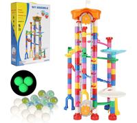 SucceBuy Jeu de billes, 230 pièces avec ascenseur motorisé, 15 billes en plastique incluses, jeu de réflexion sur le labyrinthe de billes, blocs de construction MINT pédagogiques pour enfants, filles