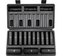 SucceBuy Jeu de clés à chocs 1/2", 13 pièces, douilles métriques profondes 10-24 mm, acier allié CR-V à 6 points pour réparations automobiles avec coffret de rangement