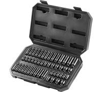 SucceBuy Jeu de clés à chocs 1/4", 48 pièces, profondes et plates, SAE 3/16-9/16" et métrique 4-15 mm, acier allié Cr-Mo 6 points pour réparation automobile, repères de taille clairs