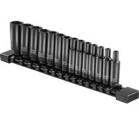 SucceBuy Jeu de clés à chocs à entraînement 1/4 de pouce, jeu de 14 clés à douilles métriques profondes 4-15 mm, acier allié Cr-Mo 6 points pour réparations automobiles, construction durable