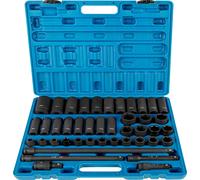 SucceBuy Jeu de clés à douilles à choc 1/2 pouce 43 pièces, assortiment de clés à douilles métriques standard et profondes, jeu de clés à douilles à entraînement 6 pans 9-30 mm pour une utilisation da