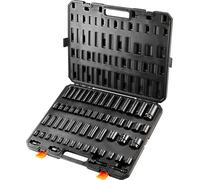 SucceBuy Jeu de clés à douilles à choc d'entraînement 3/8" & 1/2", 59 pièces SAE 5/16"-1-1/4" & métrique 6-32 mm, acier allié Cr-Mo 6 points pour réparation automobile, repères clairs