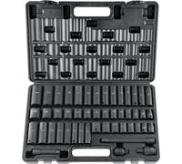 SucceBuy Jeu de douilles à choc à entraînement 3/8", 48 pièces, SAE et métrique, 6 pans Cr-V, extension de l'entraînement, pour perceuse, coffret de rangement inclus, acier, noir