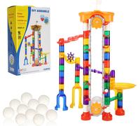 SucceBuy Jeu de piste à billes, 153 pièces avec ascenseur motorisé, 30 billes en plastique, jeu cérébral de construction de labyrinthe de billes, jouet éducatif de piste de course STEM pour enfants, g