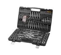 SucceBuy Jeu de tarauds et de matrices de 116 pièces comprenant des robinets et des matrices en acier à roulement de taille métrique et SAE, outil de filetage essentiel 116PCs Metric SAE