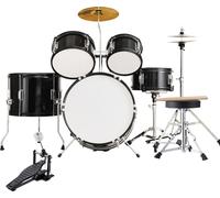 SucceBuy Kids Drum Set, batterie complète de 5 pièces pour débutants de 16 pouces avec trône réglable, toms basses, caisse claire, floor drum, cymbales, pédale de charleston et deux paires de baguette