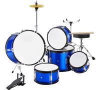 SucceBuy Kids Drum Set, batterie complète de 5 pièces pour débutants de 16 pouces avec trône réglable, toms basses, caisse claire, floor drum, cymbales, pédale de charleston et deux paires de baguette