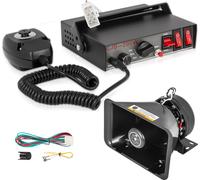 SucceBuy Kit d'alarme pour véhicule 200 W, système de sirène 7 tons avec microphone pour les urgences et les incendies, haut-parleurs PA