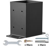 SucceBuy Kit de 10 bases de poteaux 101,6 x 101,6 mm, 91 x 91 mm de dimensions intérieures, supports d'ancrage de poteaux robustes à revêtement par poudre, supports de poteaux en bois noir mat pour ba