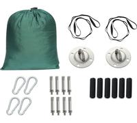 SucceBuy Kit de balançoire de yoga a?rienne, 2,5 m de tapis de suspension avec accessoires pour montage au plafond, ?quipement d'inversion de trap?ne, capacit ? maximale 300 kg, vert/blanc