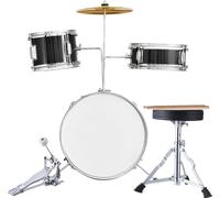SucceBuy Kit de batterie pour enfants, 3 pièces, kit de batterie pour débutants 14" avec siège réglable, cymbales, pédale, deux baguettes, tom 8", caisse claire 10", grosse caisse 14", kit de démarrag