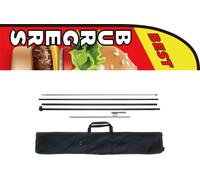 SucceBuy Kit de drapeaux publicitaires à ressorts pour restaurant de burgers avec mât - 16,3 pieds, Comprend un drapeau de bannière, un mât, un ancrage au sol, Idéal pour la publicité extérieure pour 